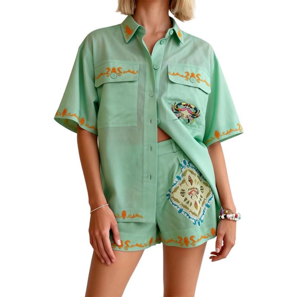 Esea Womens Amina Glam Shirt & Short Set